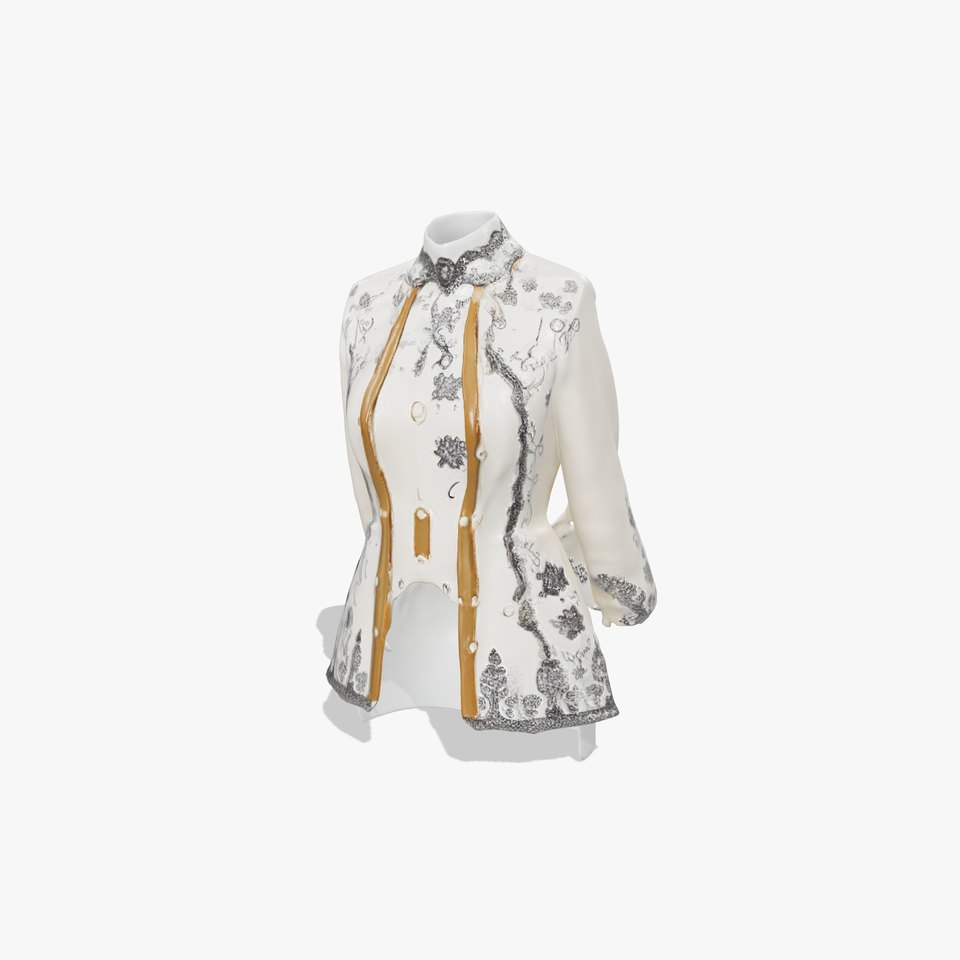 Elegant White Floral Jacket model pack
